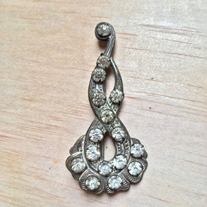 Antique Weathered Rhinestone Brooch
